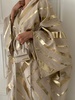 linen and gold striped kaftan